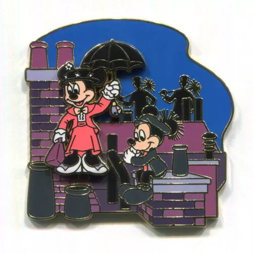 Disney Pin Mary Poppins Mickey Mouse & Minnie (Slides) Great Movie Ride Moments