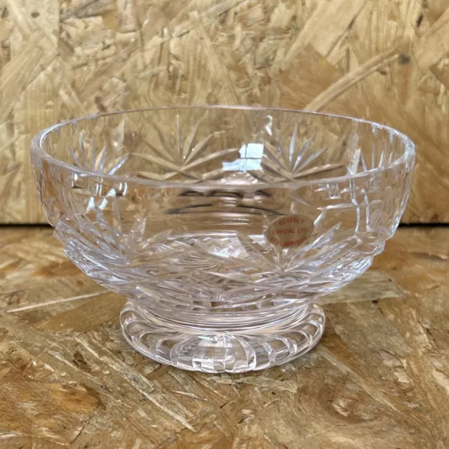 Vintage Regency Crystal Footed Sweet Bonbon Dish Trinket Bowl 11.5 x 6.5cm