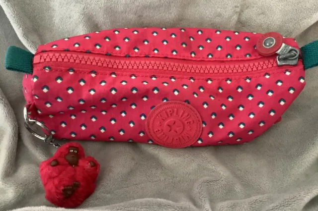 Kipling 100 Pens School Pencil Case Brand New With Tag Pink Monkey