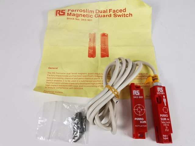 RS Ferro Slim doppelseitiger magnetischer Guardmaster-Schalter berührungslos 343-981 AB Neu