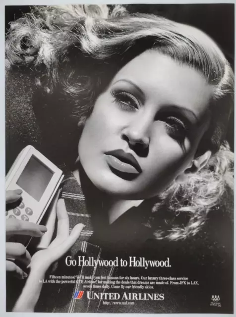 United Airlines "Go Hollywood To Hollywood" Luxury 1996 New Yorker Ad 8x11"