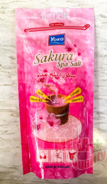 300 g 1 Bag YOKO Sakura SPA Salt Body Scrub AHA Collagen Vitamin B3 Vitamin E