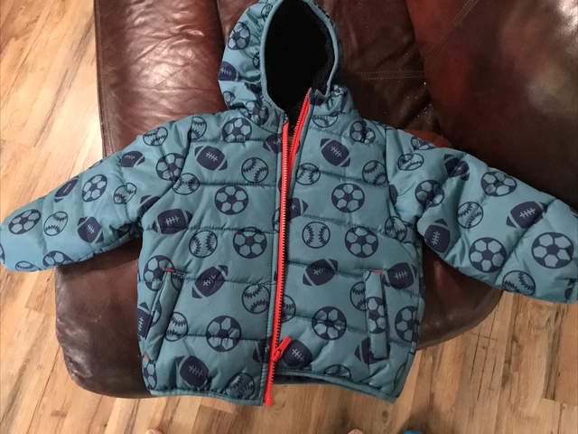 Carters Baby Toddler Boys Puffer Size 24 Months Blue Sports pattern