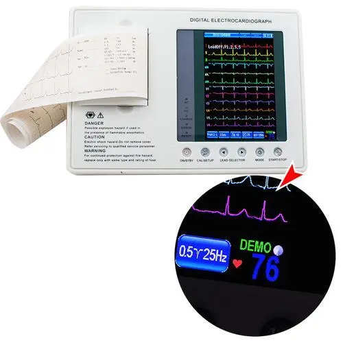 LCD Display ECG Machine 3-Channel 12-Lead Color Screen EKG for Diagnosis