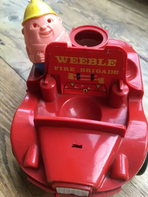 Vintage Weebles Airfix Toy Figure 1970s -  Fire Engine & Weeble Wobble Fireman