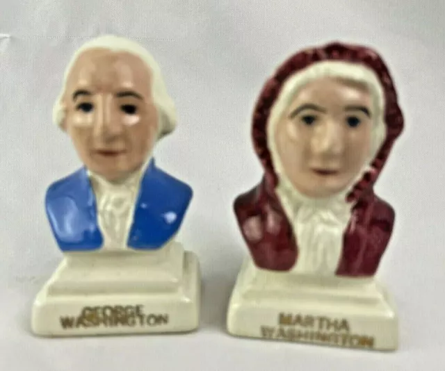 Vintage George and Martha Washington Bust Salt and Pepper Shakers Ceramic
