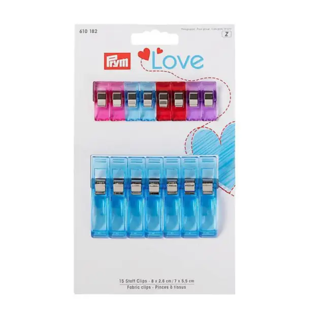 Prym Love Fabric Clips - Small & Large 15 Pc.
