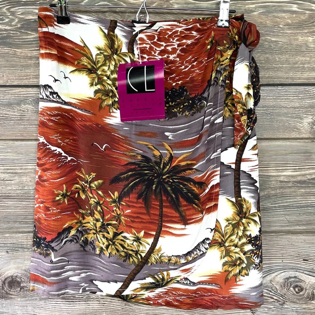 Carole Little Sport South Pacific Short Wrap Skirt Tropic Palm SZ L C101517
