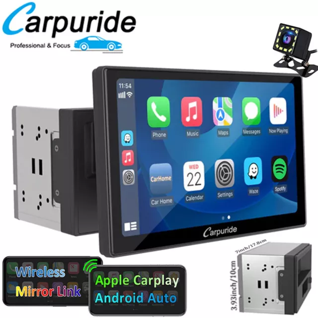 Carpuride 9Inch Double Din Car Stereo 2Din Wireless Apple Carplay Android Auto