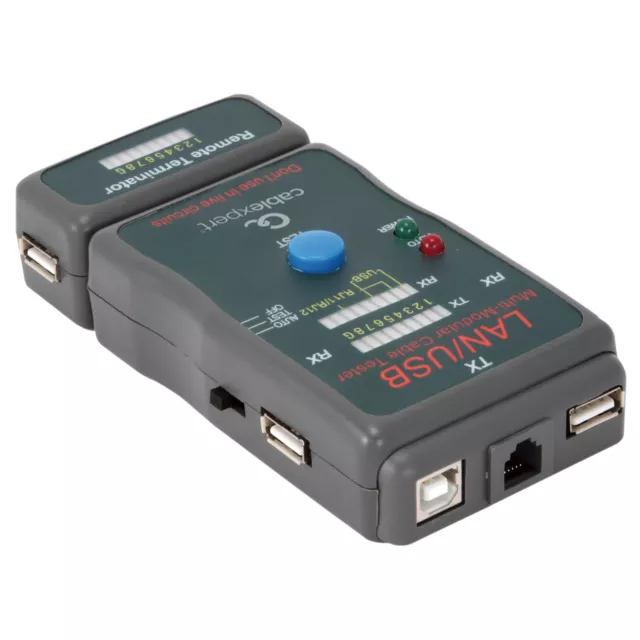 Cable Tester for Network RJ45/RJ11/RJ12 Ethernet UTP/STP Shielding & USB Leads