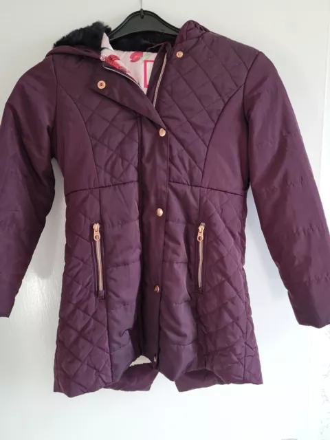 Ted Baker Girls Burgundy Coat Age 10 excellent condition