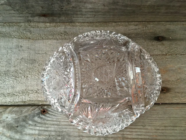 American Brilliant Cut Glass Small Bowl Hobstars and Pin Wheels 3