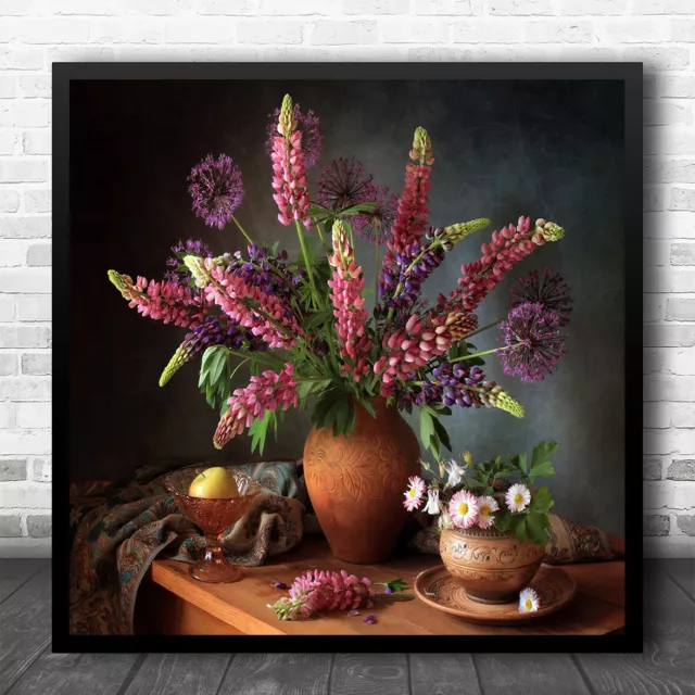 Bouquet Flowers Lupine Still Life Case Vase Flower Botanical Wall Art Print