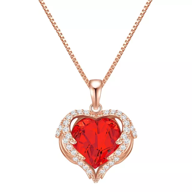 Rafaela Donata Damen Halskette Herz Sterling Silber verziert mit Kristallen von