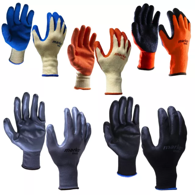 Work Gloves 12/24 Pairs Latex Coated Polyester Safety Builders Nylon Mechanics