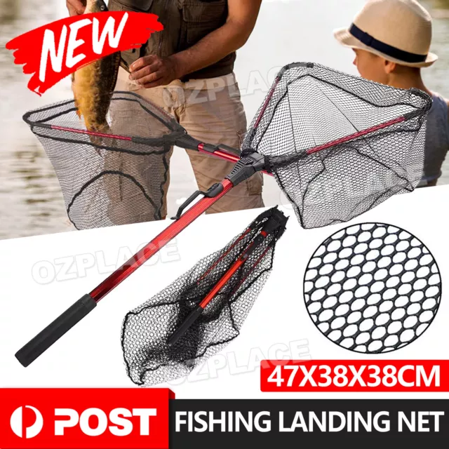 Fishing Net Foldable Landing Mesh Fish Catch Tool Telescopic Pole Folding Handle