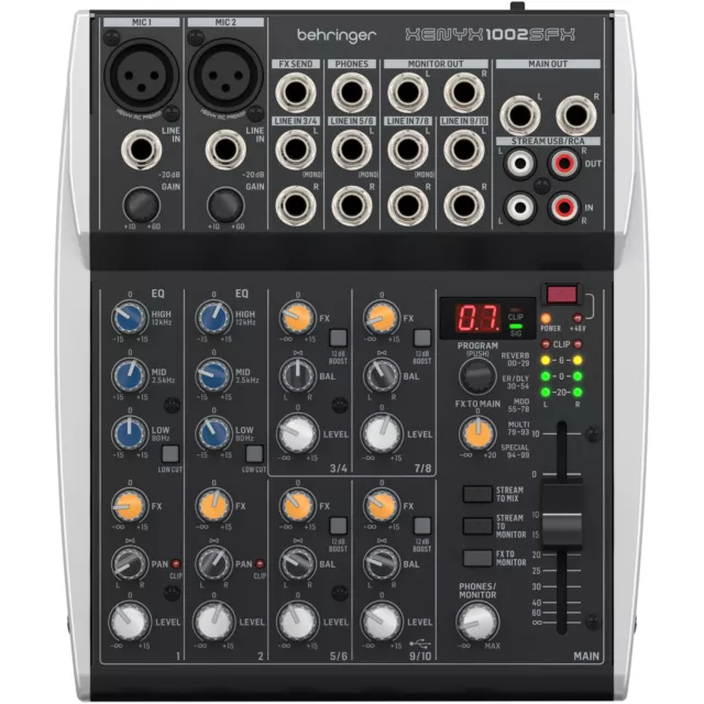 Behringer XENYX 1002SFX 10-Channel PA Mixer with USB and FX