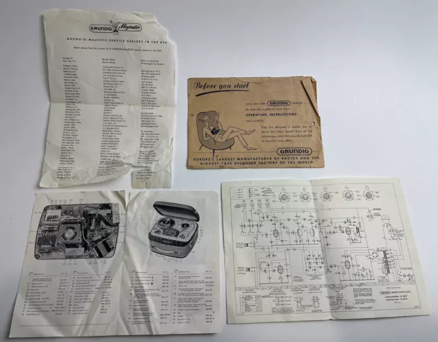 Grundig TK 20U Operating Instructions Schematic List Of Dealers Vintage