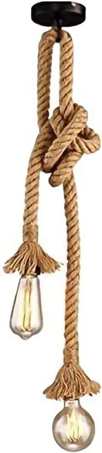 Lampada A Sospensione In Corda Di Canapa - Doppia Testa Vintage Per Bar E Casa