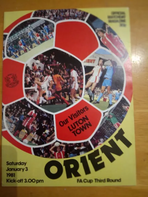 Orient Vs Luton Town.  FA Cup 3rd Rnd. 03/01/1981. Excellent Condition. Free P&P