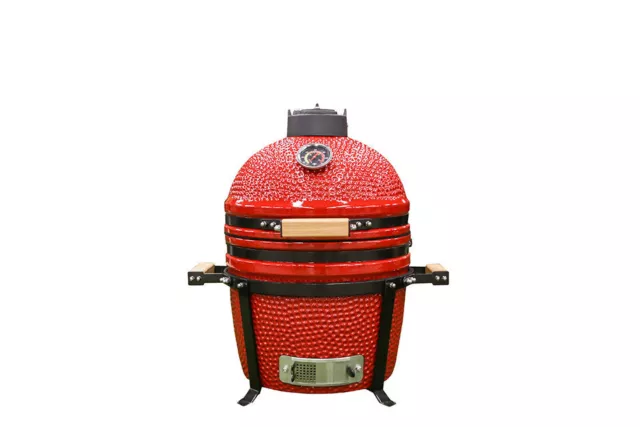 Kamado Keramik Grill Smoker 15" Grillwagen Räucherofen Holzkohlegrill BBQ Rot