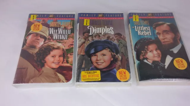3 - Brand New Shirley Temple VHS - Dimples, Littlest Rebel & Wee Willie Winkie