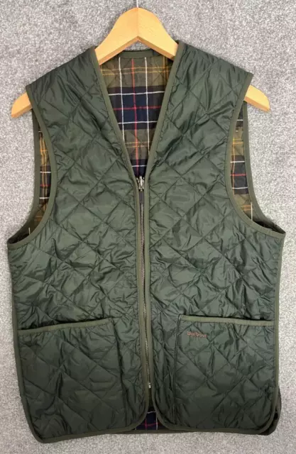 Barbour Liddesdale Gilet Mens S/M 38 Green Jacket Quilted Vest Waistcoat Warmer