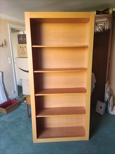 Étagère Bibliothèque En Bois Massif - 4 étagères Spacieuses - Design Sobre Et Solide (208 Cm H)