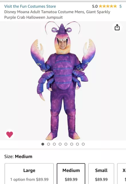 Disney Moana Costume Tamatao Adult Men’s Medium Halloween Size M Crab