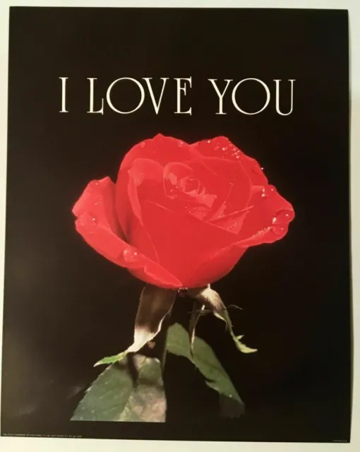 I Love You Red Poster Print Rose Giant Wall Card Vintage 1998 Litho #001-10495