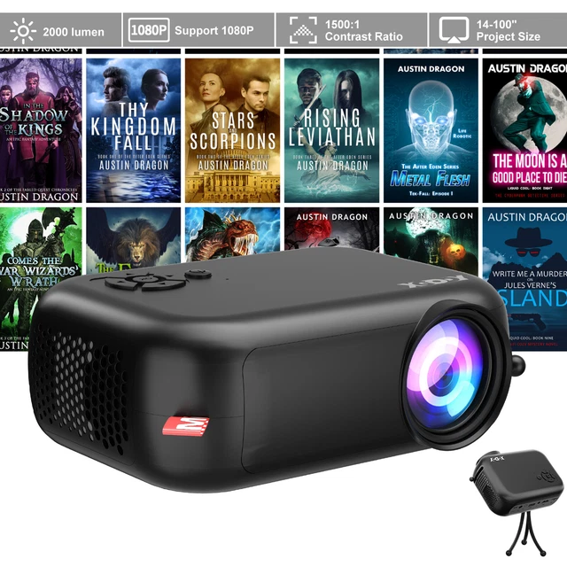 2000 LM PORTABLE Projector FHD 1080P Multimedia HDMI Movie Home Theater ...