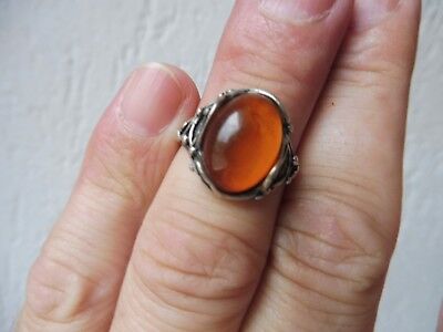 _ Beautiful, old Ring __800 Silver __ with Amber __
