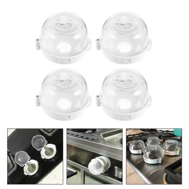 4 piezas Cubierta de protección de gas blanca para niños utensilios de cocina de plástico estufa horno