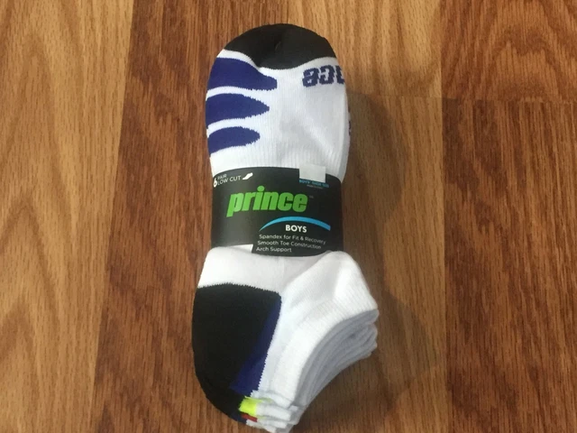 6-Pairs Prince Boys Low Cut Athletic Socks Little Boys 9-2.5 or Big Boys 3-9