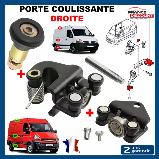 Kit Réparation Galet de Porte Coulissante Latérale Droite Haut Bas pour MASTER 2