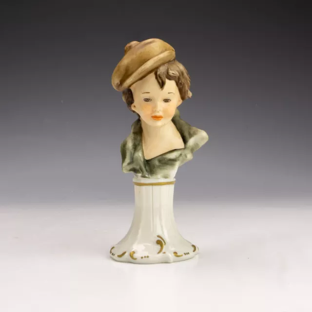 Antique Naples Capodimonte Porcelain - Boy Child Bust -  Signed Nico Venzo