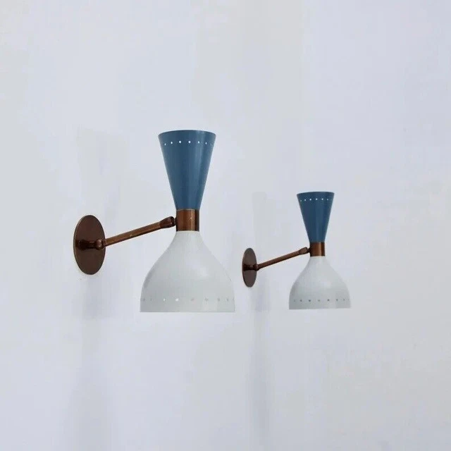 Beautiful Dual Shade Brass Wall Scone  Italian Style Wall Scone Mid Century pc2
