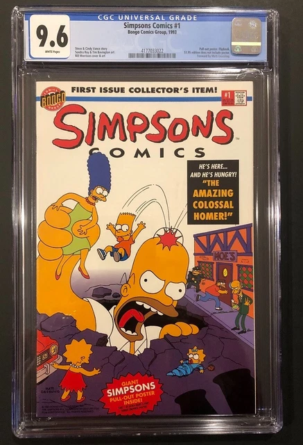 Simpsons Comics #1, CGC 9.6, White Pages with Poster, 1993