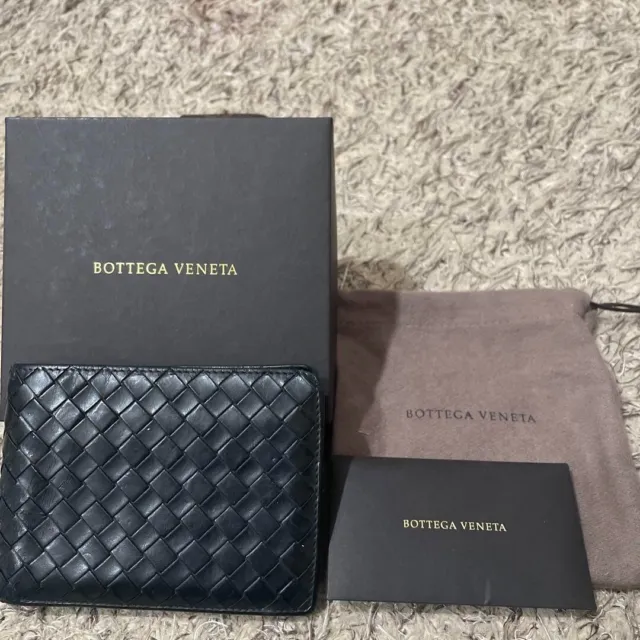 Bottega Veneta Black Bifold Wallet Intrecciato Leather With Box Bag Italy