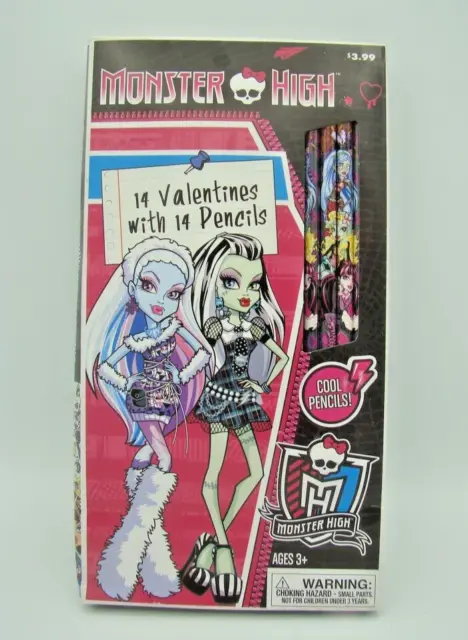 Valentines Day Cards (Box of 14) Monster High with Pencils New SEALED