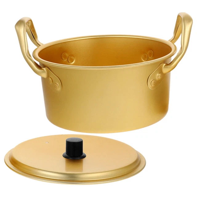Pentola per Ramen, Pentola in Alluminio Giallo, con Design a Doppio