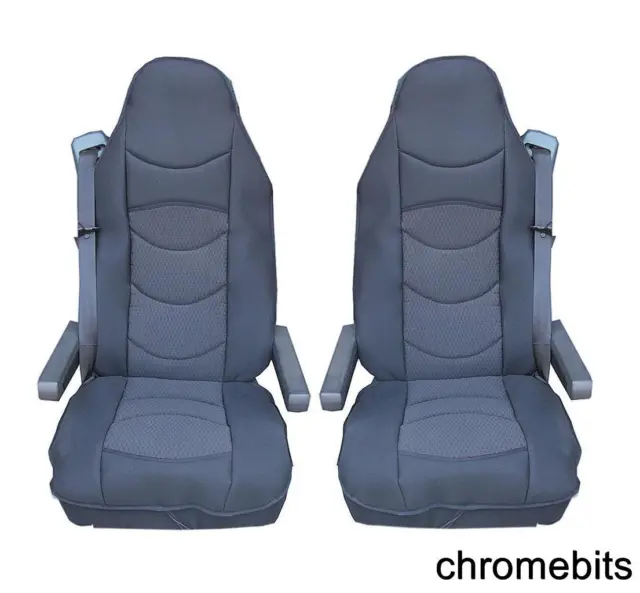 2 X PREMIUM BLACK COMFORT PADDED SEAT COVERS CUSHIONED FOR SCANIA 4 G P R serie
