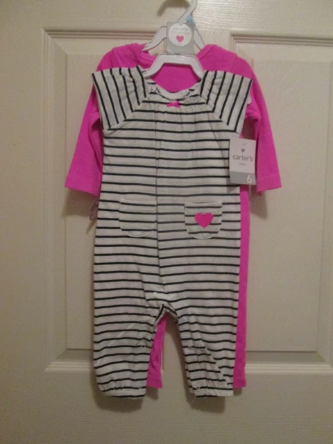 Carters Baby Girls layette two Piece set of Jumpsuits Size 6M New