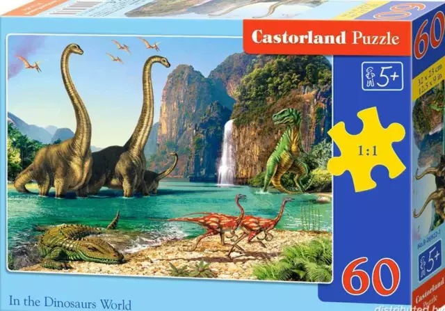 Castorland Puzzle - Dinosaures Dans Eau 60 Pièces Ab 5 Ans Taille 32x23cm Neuf