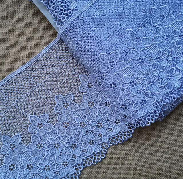 8" Wide Rayon Venise Victorian Floral Lace Baby Blue s0335