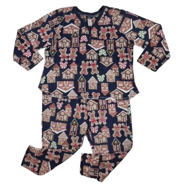 Disney Pajamas Womens 3X Mickey Minnie Mouse Gingerbread PJ Set Size 22-24