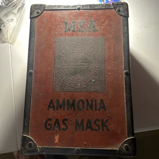 Vintage MSA Mine Safety Appliance Co Ammonia Gas Mask Orig Box W MASK + Cans