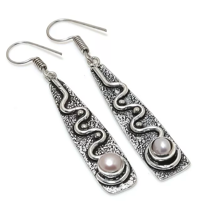 Boucles d'oreilles bijoux en argent sterling 925 en pierre précieuse perle...