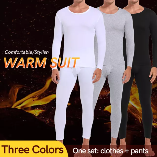 Men Thermal Underwear Long Johns Set Fleece Lined Warm Base Layer Top & Bottom