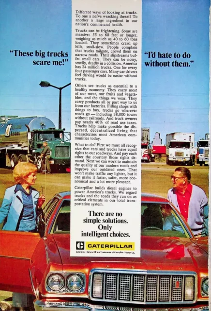 1977 Caterpillar Diesel Truck Engines Vintage Print Ad Nerve Wracking Threat?